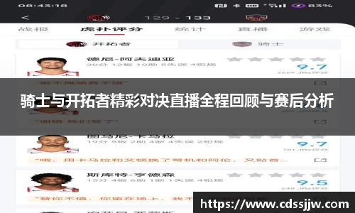 骑士与开拓者精彩对决直播全程回顾与赛后分析